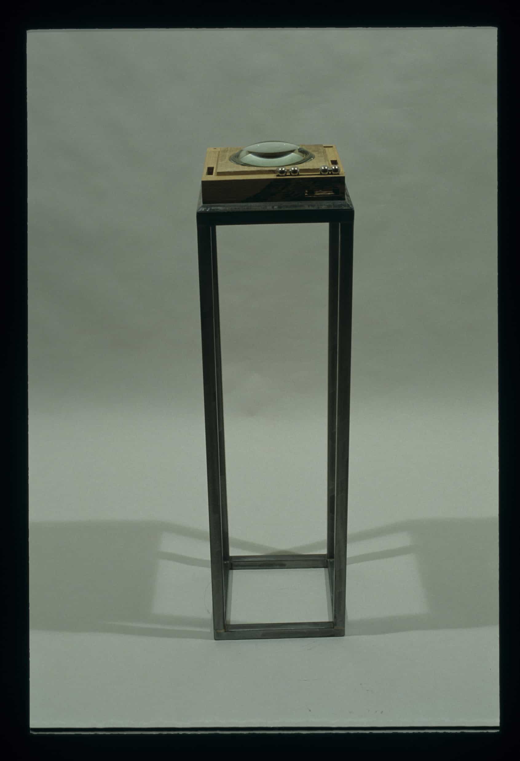 "Four Good Moments" 1991, Wood, Steel, Glass, 42"H x 12"W x 12"D