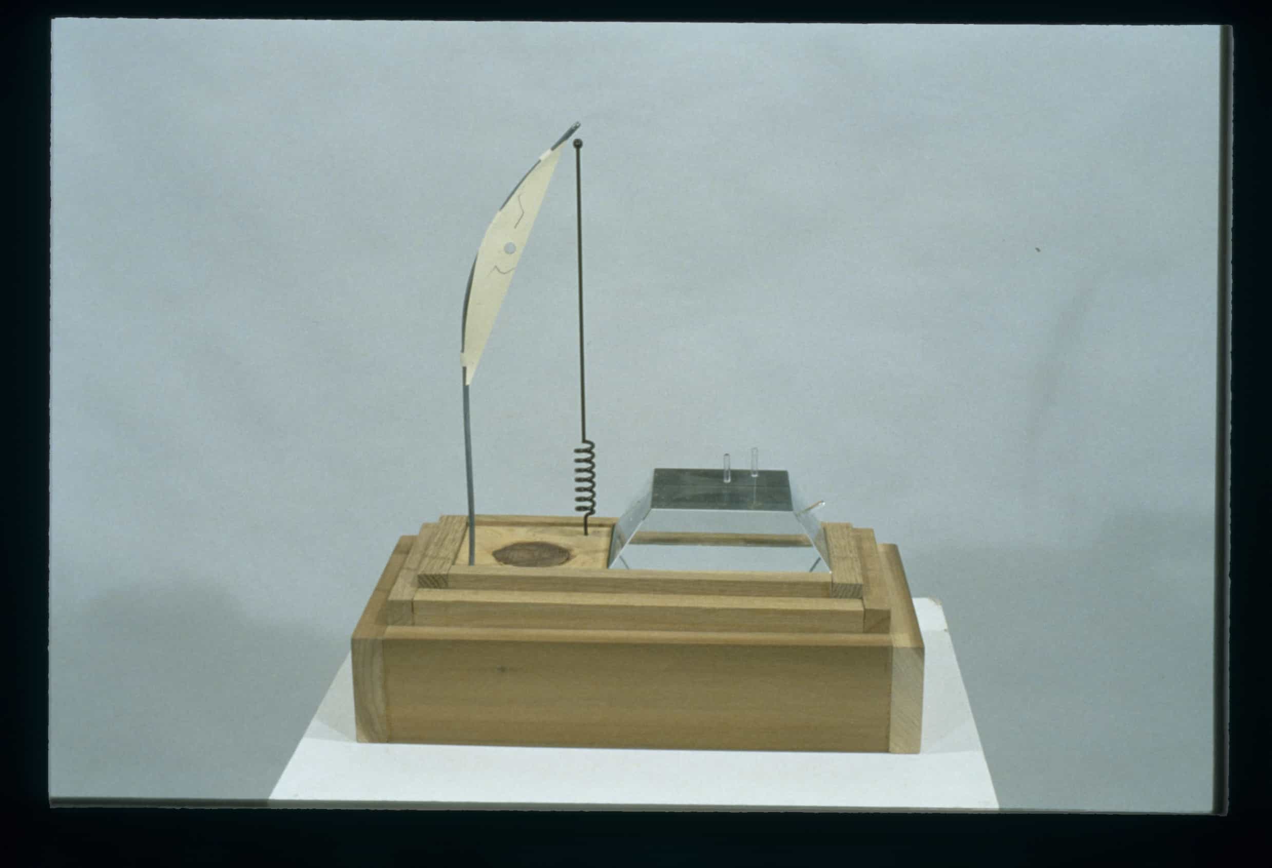 "Receiver" 1990, Wood, Glass, Metal, Drawing on Paper, 15"H x 14"W x 8"D