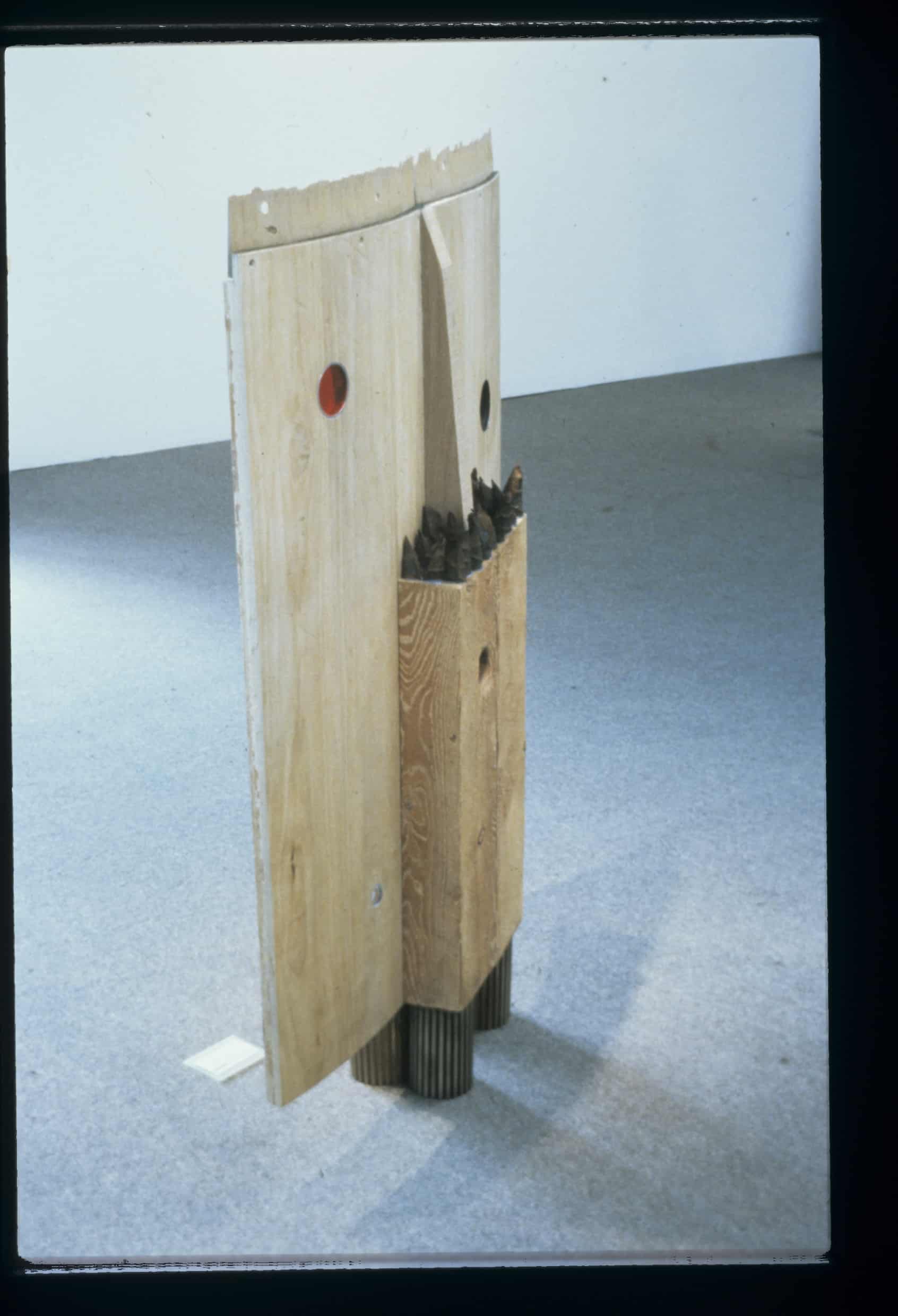 "Riyad's Shield" 1990, Wood, Steel, Glass, 50"H x 48"W x 12"D