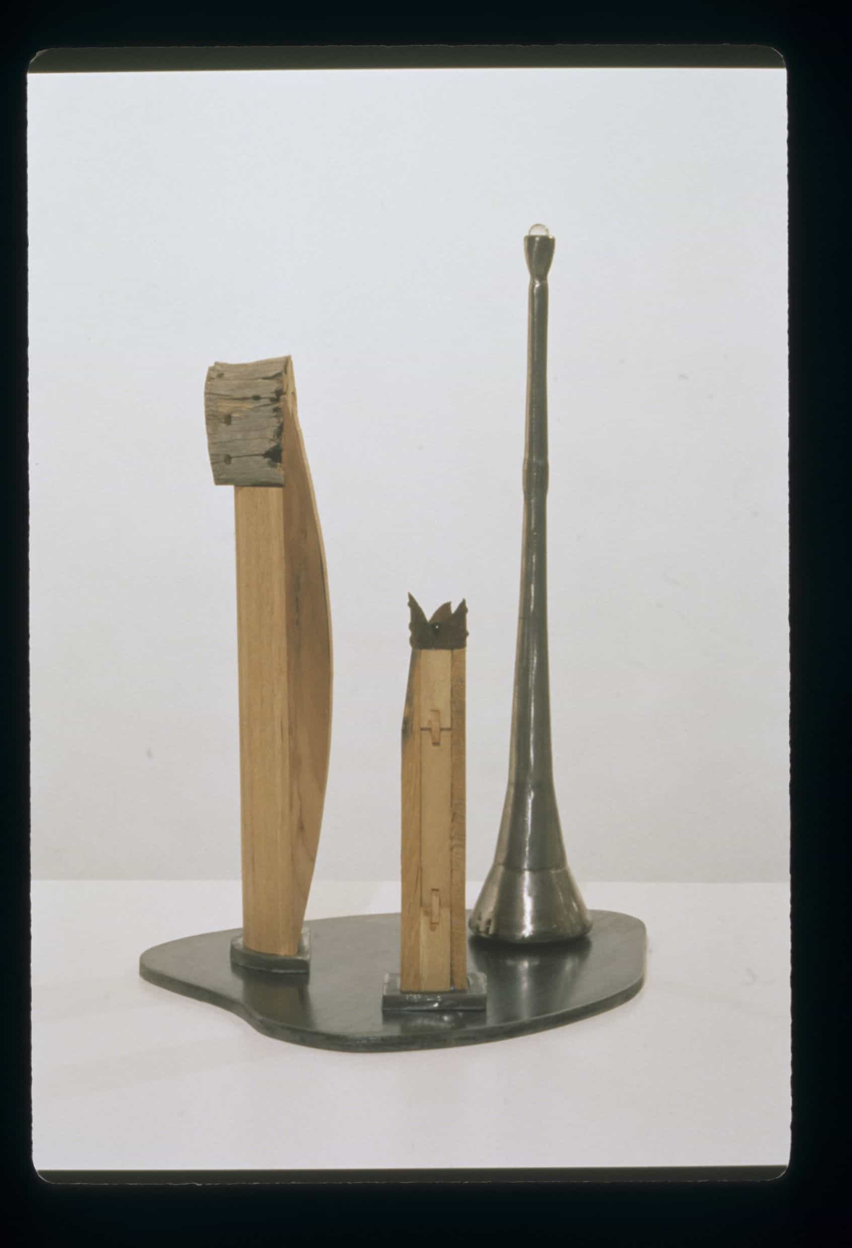 "Three Prominent Points of View" 1991, Iron, Steel, Wood, Glass, 26"H x 15"W x 19"D
